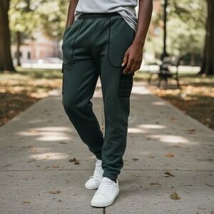 Adidas Mens Jogger Sweatpants Green Cargo Pockets Drawstring Size XL Streetwear